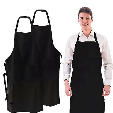 1 Pack Waterproof Chef Apron Black Catering Cooking Kitchen Butcher with Pocket