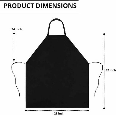 1 Pack Waterproof Chef Apron Black Catering Cooking Kitchen Butcher with Pocket
