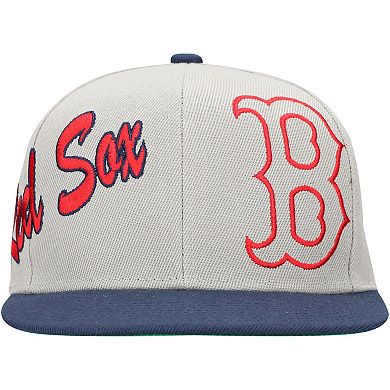 Men's Mitchell & Ness Gray Boston Red Sox Knock Out Panel Snapback Hat