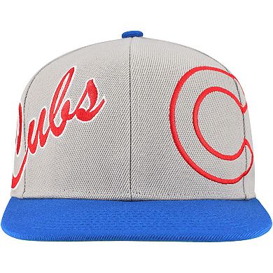 Men's Mitchell & Ness Gray Chicago Cubs Knock Out Panel Snapback Hat