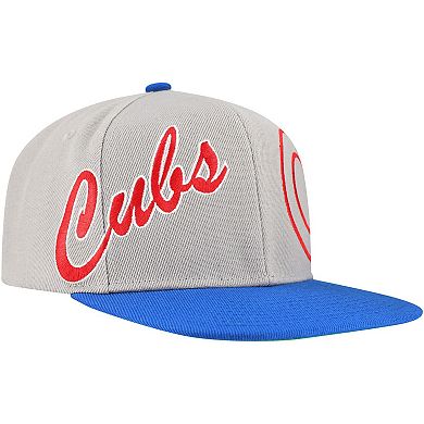 Men's Mitchell & Ness Gray Chicago Cubs Knock Out Panel Snapback Hat