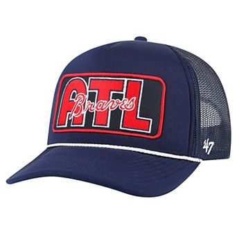 Men's '47 Navy Atlanta Braves Local Patch Foam Front Trucker Adjustable Hat