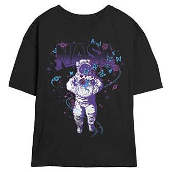 Juniors' Nasa Floral Spaceman Skimmer Graphic Tee