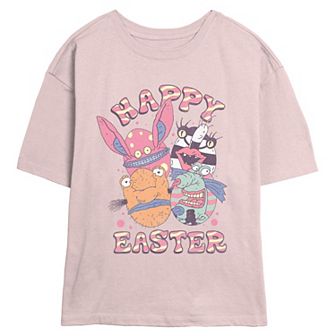 Juniors' Ahh Real Monsters Happy Easter Skimmer Graphic Tee