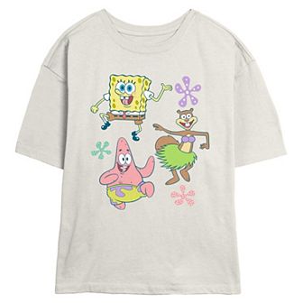 Juniors' Nickelodeon SpongeBob SquarePants And Friends Dancing Skimmer Graphic Tee