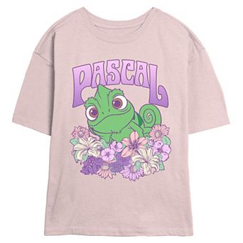 Disney's Tangled Pascal Floral Chameleon Juniors' Skimmer Graphic Tee