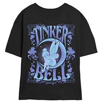 Disney's Tinker Bell Never Land Moon Light Noveau Poster Juniors' Skimmer Graphic Tee