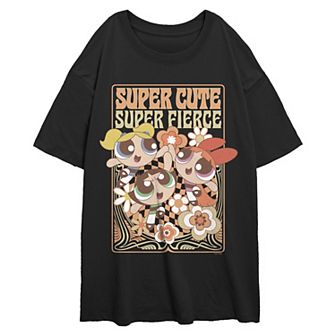 Juniors' The Powerpuff Girls Super Cute Super Fierce Oversized Graphic Tee