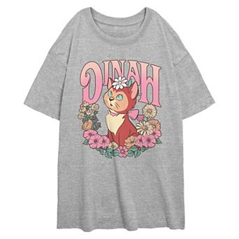 Disney's Alice In Wonderland Dinah Floral Wreath Juniors' Oversized Graphic Tee