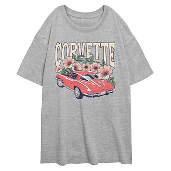 Juniors' Corvette Floral Poster Oversized Graphic Tee