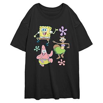 Juniors' Nickelodeon SpongeBob SquarePants And Friends Dancing Oversized Graphic Tee