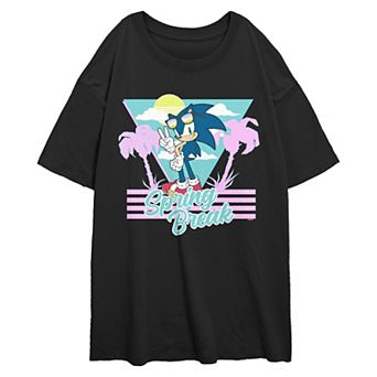 Juniors' Sonic The Hedgehog Spring Break Oversized Graphic Tee