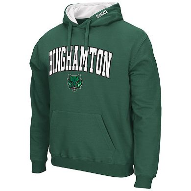 Men's Colosseum Green Binghamton Bearcats Arch & Logo 3.0 Pullover Hoodie