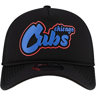 Men's New Era Black Chicago Cubs Retro Bold A-Frame Trucker 9FORTY Adjustable Hat