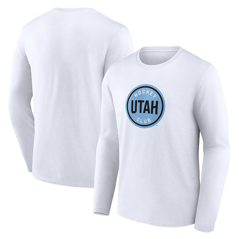 Men’s Fanatics White Utah Hockey Club Draft Logo Long Sleeve T-Shirt, Size: Small, Ute White