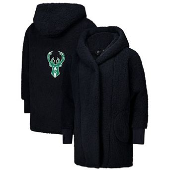 Unisex The Best Lounger in the World By Jill Martin Black Milwaukee Bucks Oversized Open-Front Hoodie Sweater