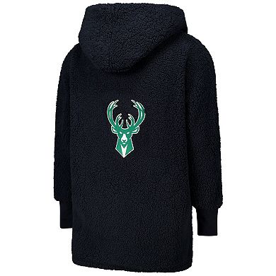 Unisex The Best Lounger in the World By Jill Martin Black Milwaukee Bucks Oversized Open-Front Hoodie Sweater