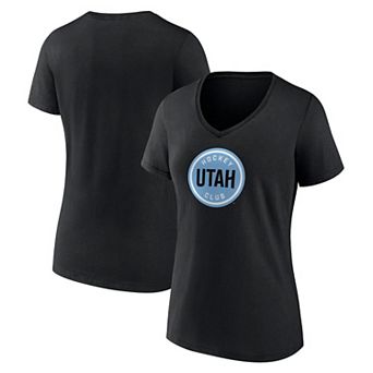 Women's Fanatics Black Utah Hockey Club Draft Logo V-Neck T-Shirt
