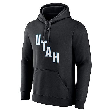 Men's Fanatics Nick Schmaltz Black NHL Utah Authentic Stack Name & Number Tri-Blend Pullover Hoodie
