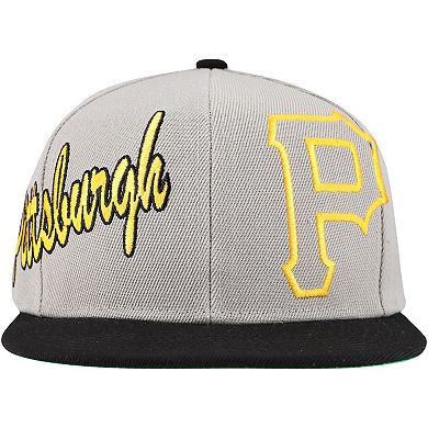 Men's Mitchell & Ness Gray Pittsburgh Pirates Knock Out Panel Snapback Hat