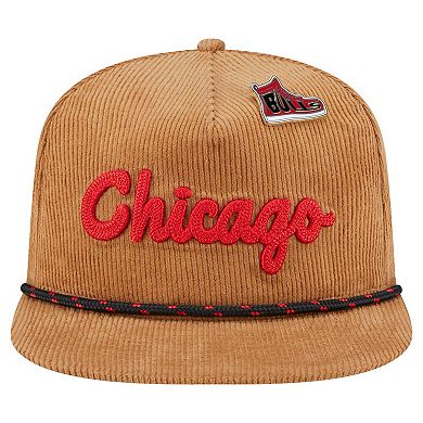 Men's New Era Tan Chicago Bulls Victory Grove Corduroy Sneaker Pin Golfer Adjustable Hat