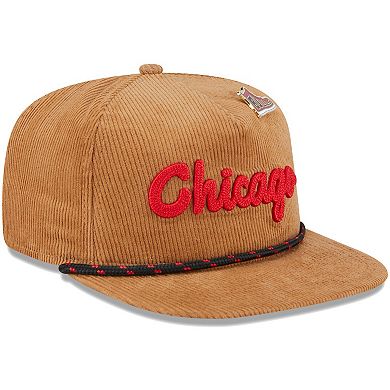 Men's New Era Tan Chicago Bulls Victory Grove Corduroy Sneaker Pin Golfer Adjustable Hat