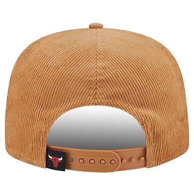 Men's New Era Tan Chicago Bulls Victory Grove Corduroy Sneaker Pin Golfer Adjustable Hat