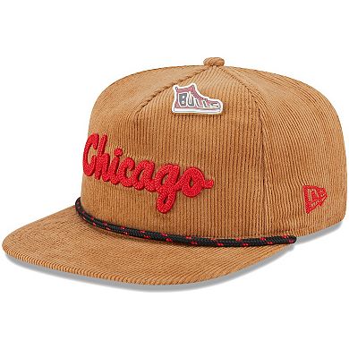 Men's New Era Tan Chicago Bulls Victory Grove Corduroy Sneaker Pin Golfer Adjustable Hat
