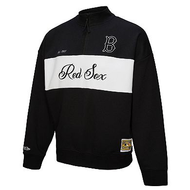 Women's Mitchell & Ness Black Boston Red Sox Quarter-Zip Pullover Top