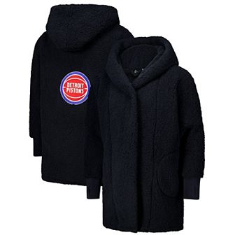 Unisex The Best Lounger in the World By Jill Martin Black Detroit Pistons Oversized Open-Front Hoodie Sweater