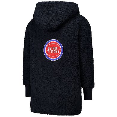 Unisex The Best Lounger in the World By Jill Martin Black Detroit Pistons Oversized Open-Front Hoodie Sweater