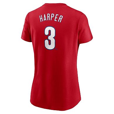 Women's Nike Bryce Harper Red Philadelphia Phillies Fuse Name & Number T-Shirt