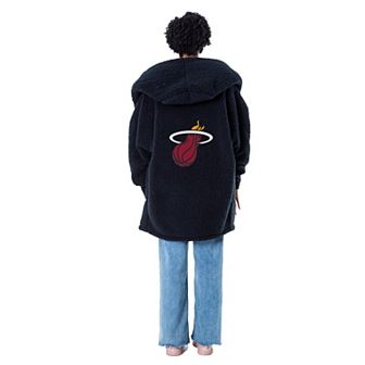Unisex The Best Lounger in the World By Jill Martin Black Miami Heat Oversized Open-Front Hoodie Sweater