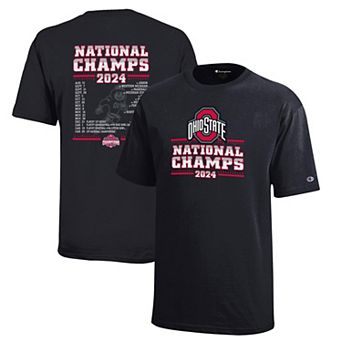 Youth Champion Black Ohio State Buckeyes College Football Playoff 2024 National Champions Schedule T-Shirt
