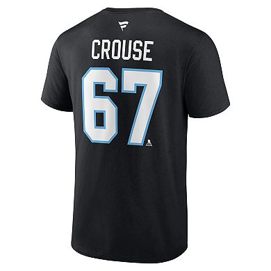 Men's Fanatics Lawson Crouse Black Utah Hockey Club Authentic Stack Name & Number T-Shirt
