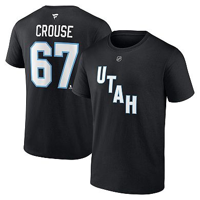 Men's Fanatics Lawson Crouse Black Utah Hockey Club Authentic Stack Name & Number T-Shirt