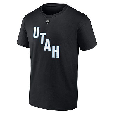 Men's Fanatics Nick Schmaltz Black Utah Hockey Club Authentic Stack Name & Number T-Shirt
