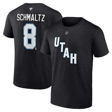 Men's Fanatics Nick Schmaltz Black Utah Hockey Club Authentic Stack Name & Number T-Shirt