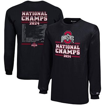 Youth Champion Black Ohio State Buckeyes College Football Playoff 2024 National Champions Schedule Long Sleeve T-Shirt