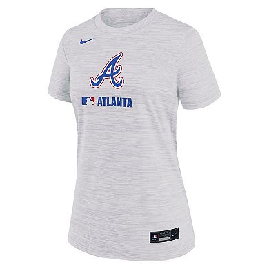 Women's Nike Ash Atlanta Braves Authentic Collection City Connect Velocity Performance T-Shirt