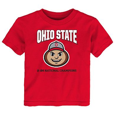 Toddler Scarlet Ohio State Buckeyes College Football Playoff 2024 National Champions T-Shirt