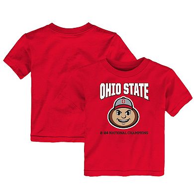 Toddler Scarlet Ohio State Buckeyes College Football Playoff 2024 National Champions T-Shirt