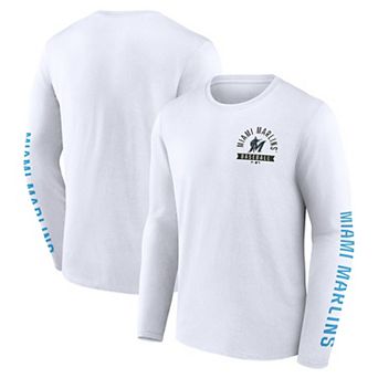 Men's Fanatics White Miami Marlins Press Box Long Sleeve T-Shirt