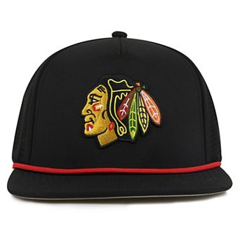 Men's American Needle Black Chicago Blackhawks Buxton Pro Tech Adjustable Hat