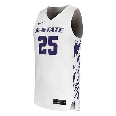 Men's Nike #25 White Kansas State Wildcats Replica Basketball Jersey