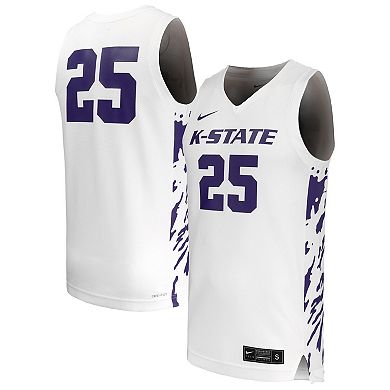 Men's Nike #25 White Kansas State Wildcats Replica Basketball Jersey