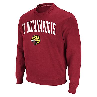 Men's Colosseum Crimson IU Indianapolis Arch & Logo Pullover Sweatshirt