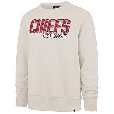 Men's '47 Cream Kansas City Chiefs Locked In Headline Crewneck Pullover