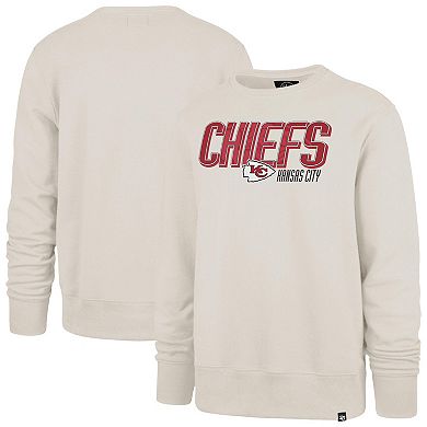 Men's '47 Cream Kansas City Chiefs Locked In Headline Crewneck Pullover