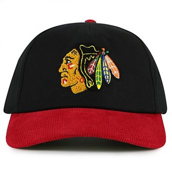 Men's American Needle Black/Red Chicago Blackhawks Burnett Adjustable Hat